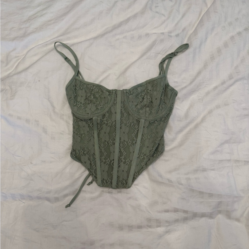 Green Lace Bustier Top